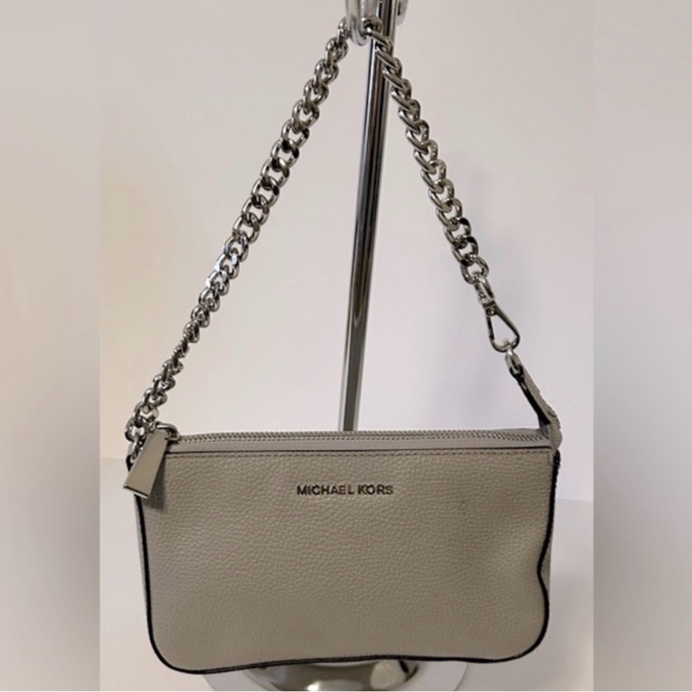 Michael Kors Gray Leather Chain Shoulder Bag